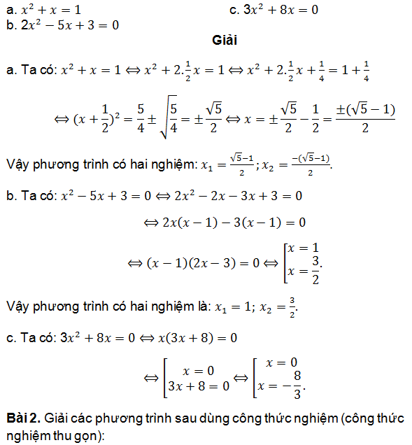 Bài toán liên quan tới phương trình bậc hai 
