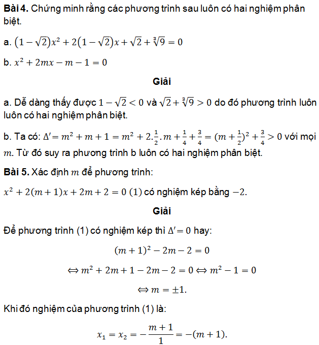 Bài toán liên quan tới phương trình bậc hai 