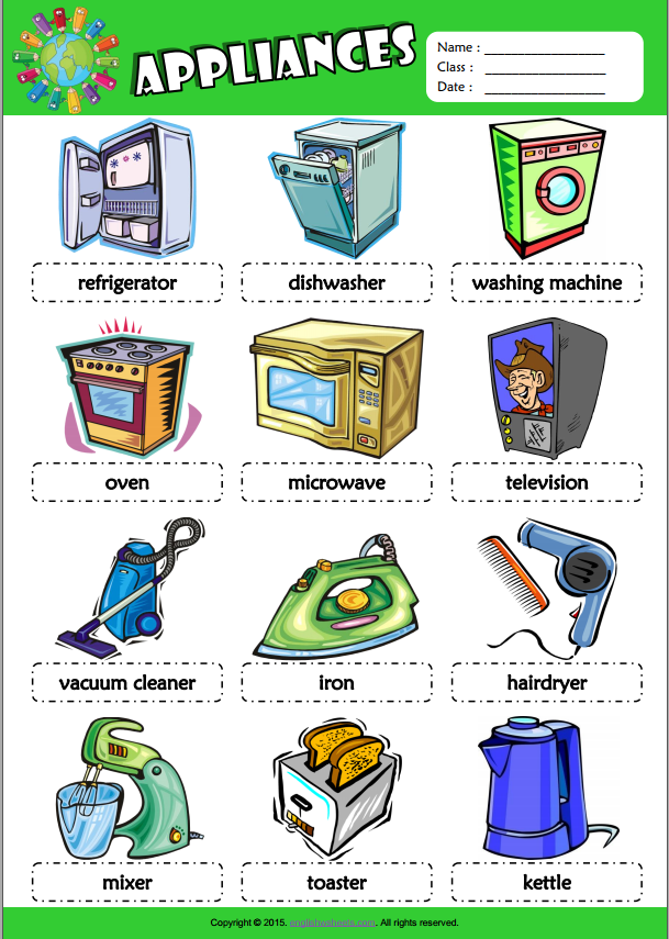 Appliances ESL Picture Dictionary For Kids