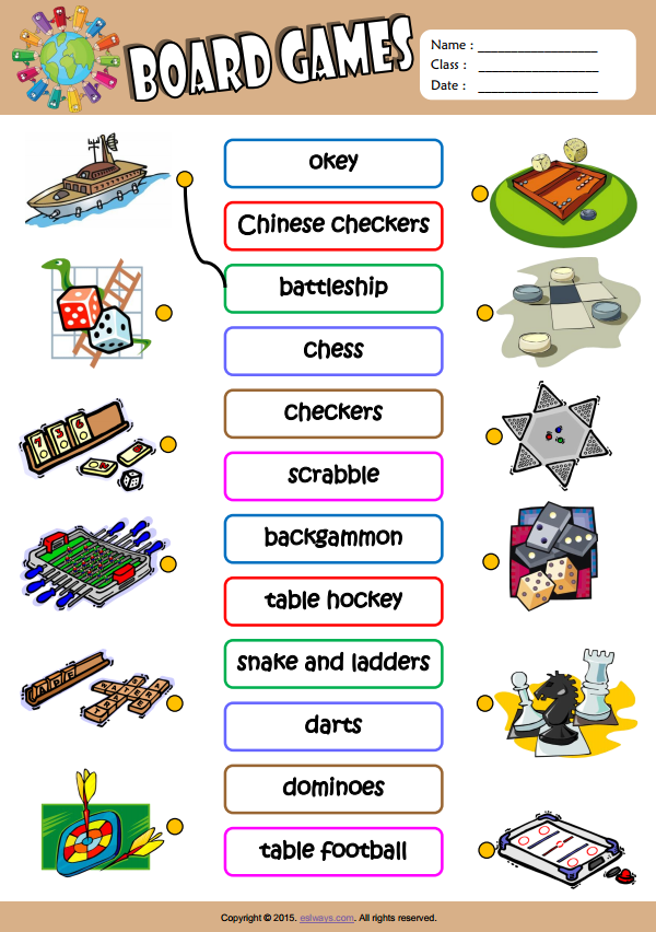 Board Games ESL Vocabulary