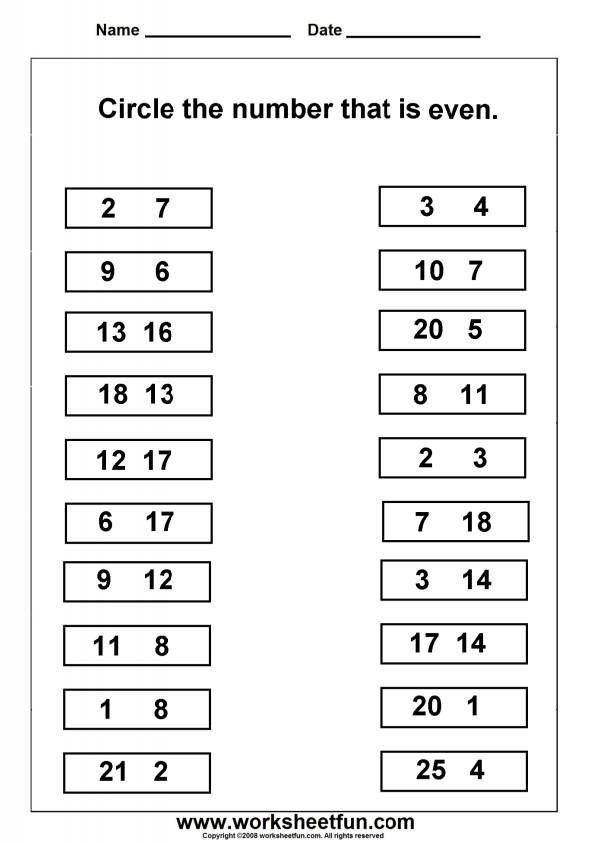 Circle The Number That Is Even Worksheet 2 Grade Hoc360