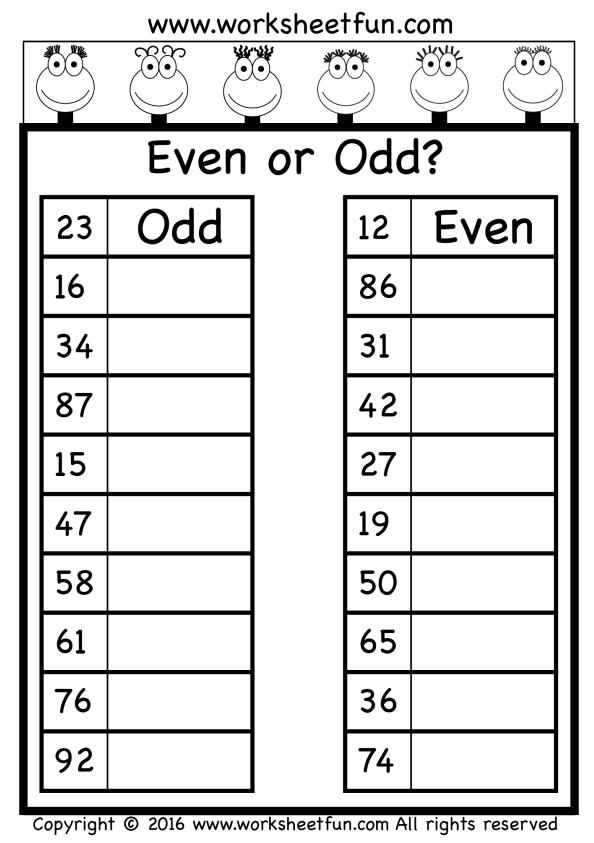 Odd Even Numbers Worksheets First Grade