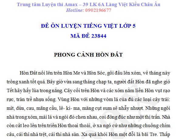 Đề ôn luyện Tiếng Việt lớp 5 số 23844 - 50 đề ôn Tiếng Việt 5 