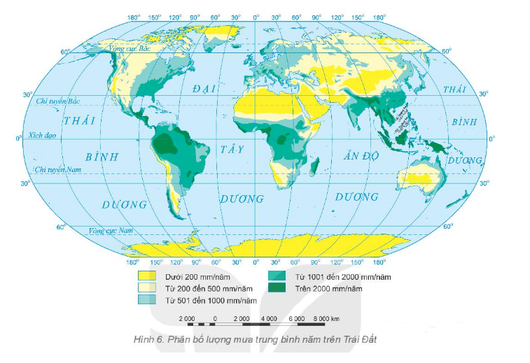 Phân bố lượng mưa trung bình năm trên Trái Đất